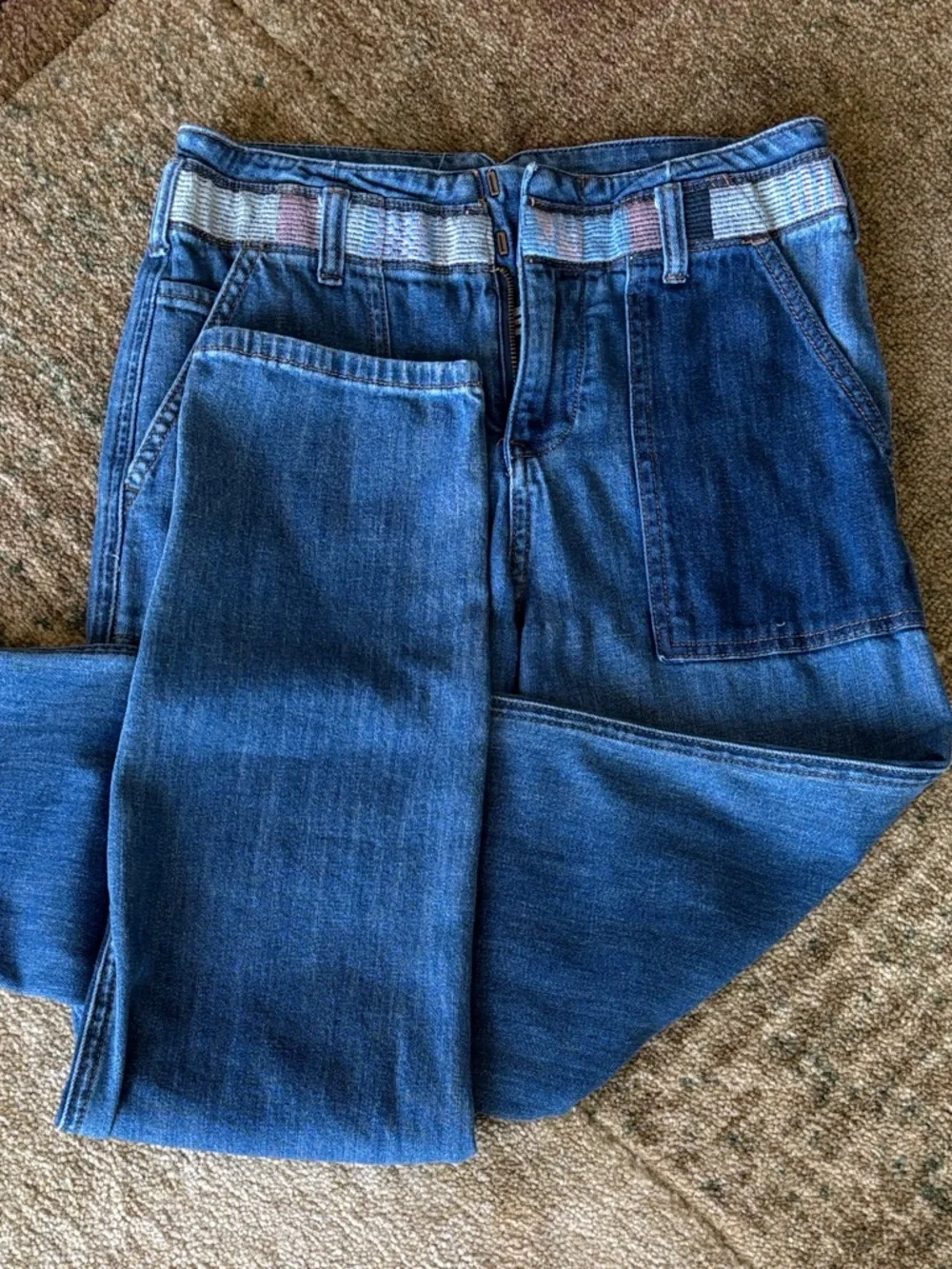 Anthropologie Blue Patchwork Boyfriend Jeans - Picture 7 of 15